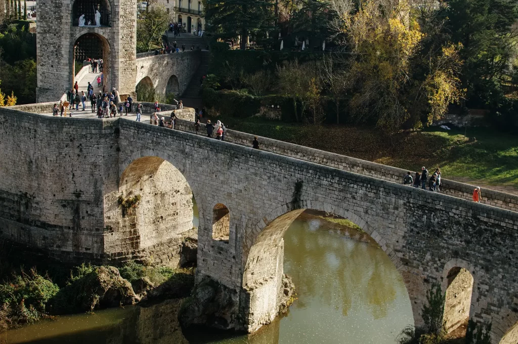 ancient medieval fortress bridge besalu