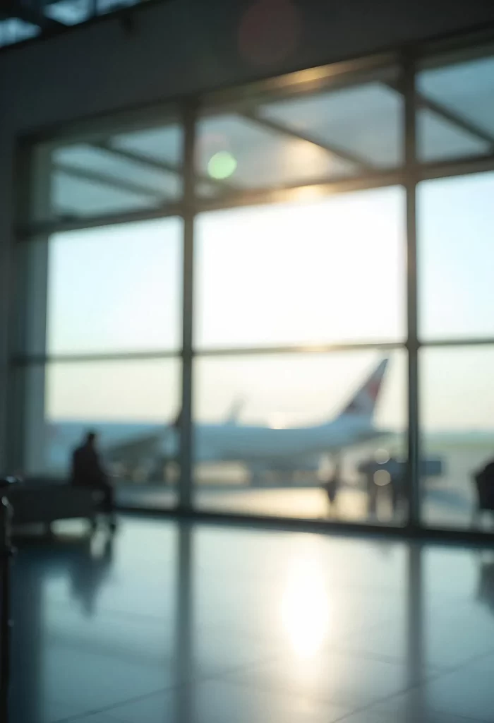 airport scene with airplane person