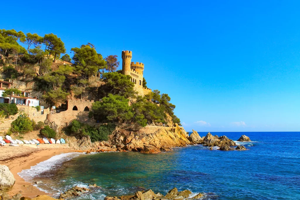 lloret de mar castle beach sunny day